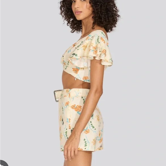 SOLID & STRIPED Floral Ruffle Crop Top - Picture 3 of 5